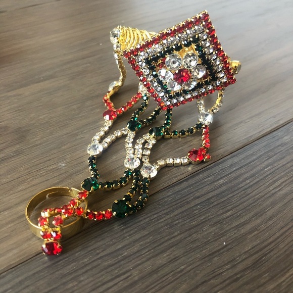 New gold jewels hand bracelet ring attached unique cute indian special - Picture 4 of 5